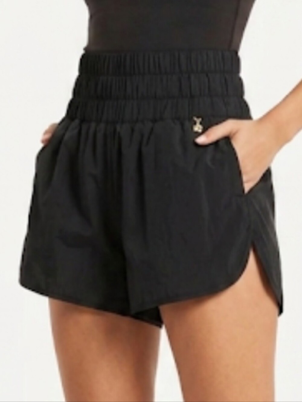 Love Tree Woven Brief Lined Shorts for Women in Black Size Large
